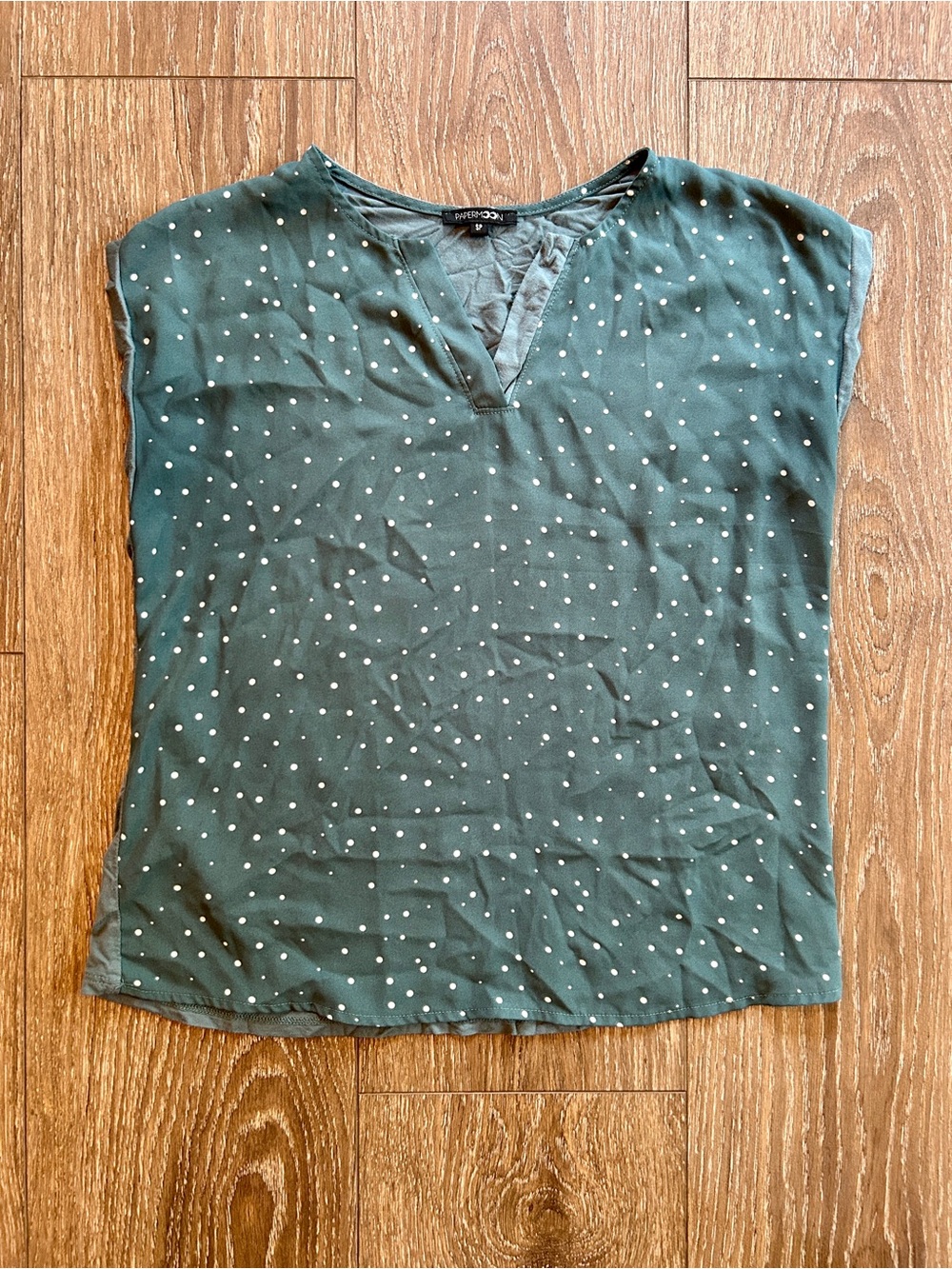 Papermoon Turquoise Polka Dot V-Neck Blouse